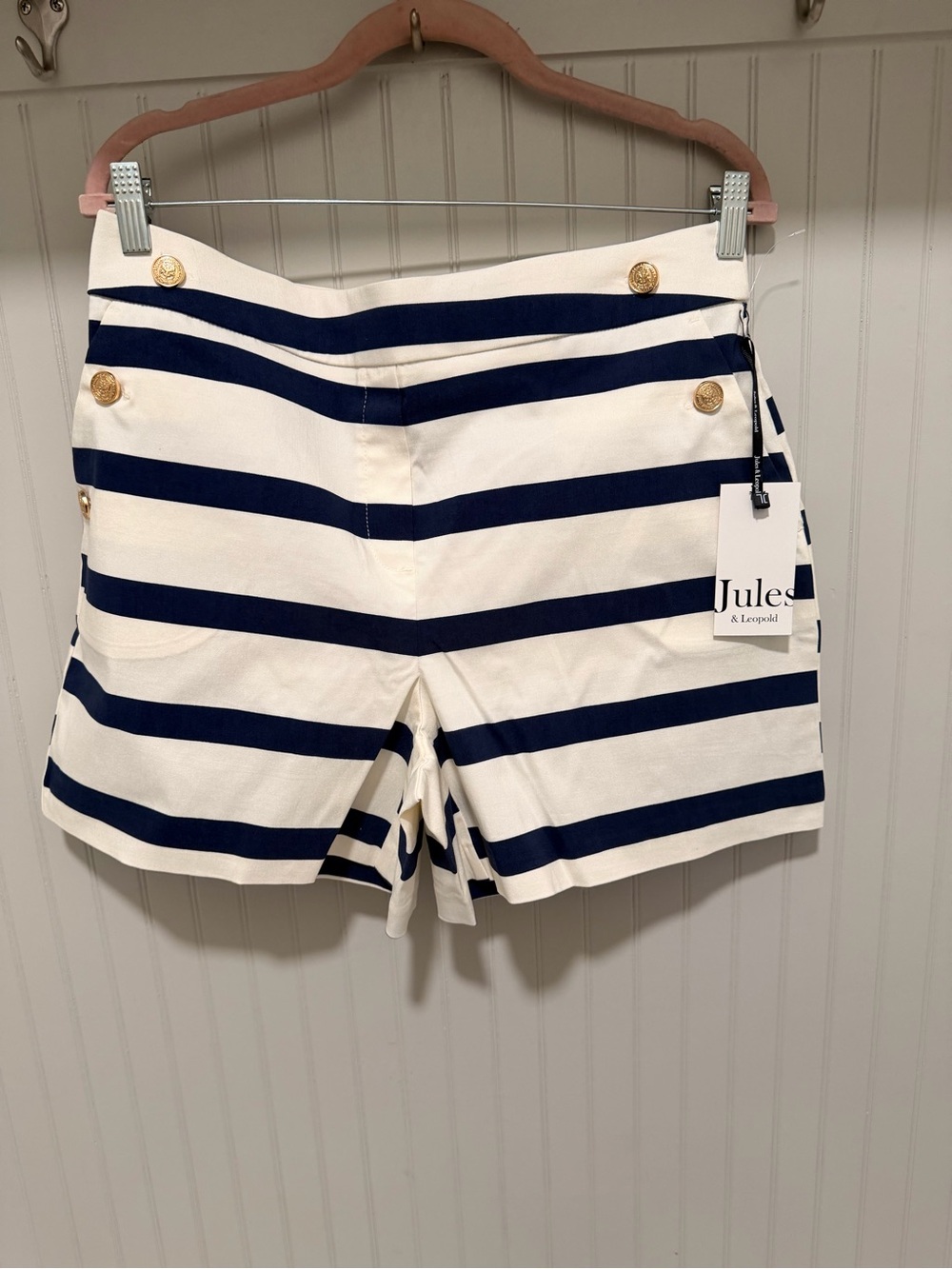 Jules & Leopold Cream and Navy Striped Sailor-Style Shorts - Picture 3 of 4